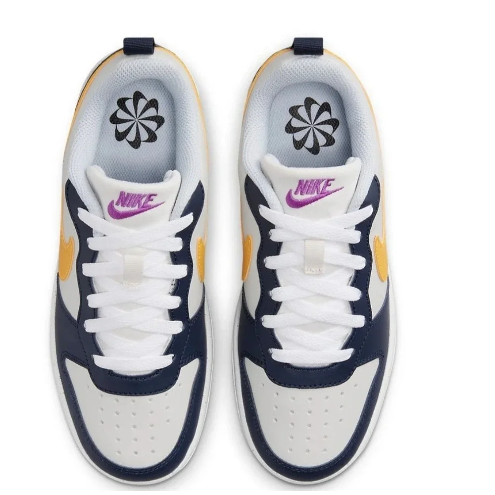 NIKE Court Borough Low Recraft (Gs) Size 7y Phantom University Gold-white NEW